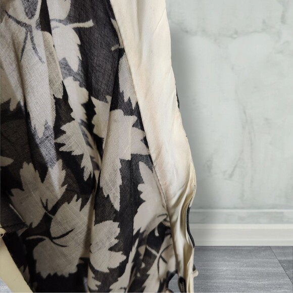 Vintage 70s Backless Halter Midi Dress Size 6 Black Leaf Print Neck Drape - Picture 15 of 15